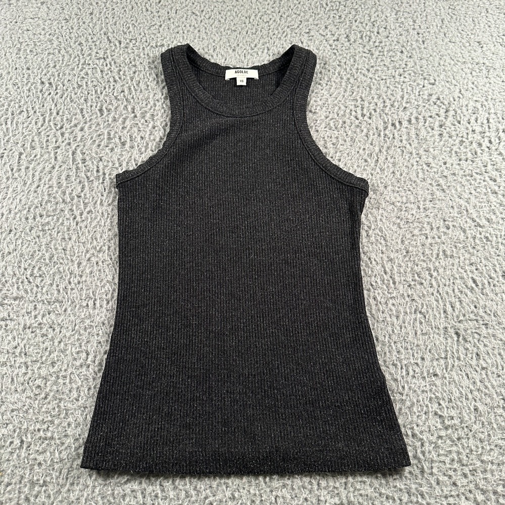 AGOLDE Rib Tank Top Gray Women's XS Rayon Blend Made In USA‎